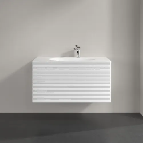 VILLEROY BOCH Toaletní skříňka Antao, 2 výsuvy, 988 x 504 x 496 mm, texturovaná přední část, bílý matný lak #K05100MT, obrázek 3
