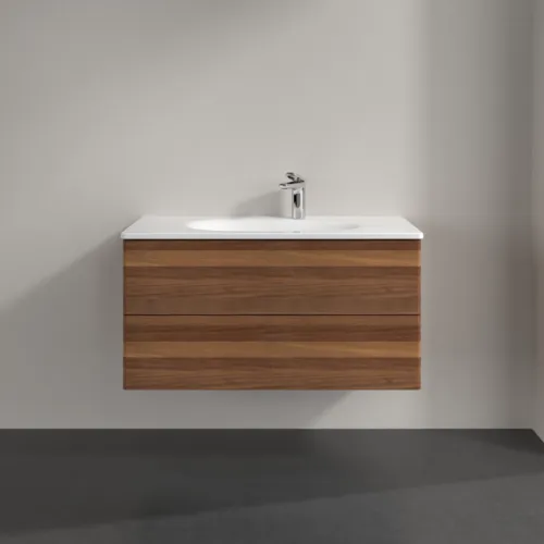 VILLEROY BOCH Toaletní skříňka Antao, 2 výsuvy, 988 x 504 x 496 mm, přední strana bez konstrukce, teplý ořech #K05000HM, obrázek 3