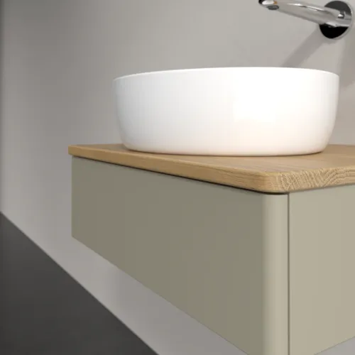 VILLEROY BOCH Toaletní skříňka Antao, 1 zásuvka, 600 x 190 x 500 mm, přední strana bez konstrukce, Stone Grey Matt Lacquer / Honey Oak #K07011HK, obrázek 5