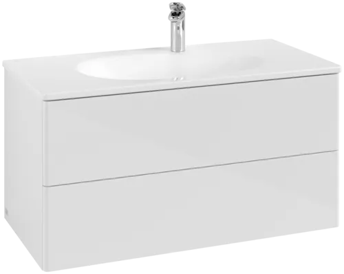 VILLEROY BOCH Toaletní skříňka Antao, 2 výsuvy, 988 x 504 x 496 mm, přední strana bez konstrukce, lesklý bílý lak #K05000GF