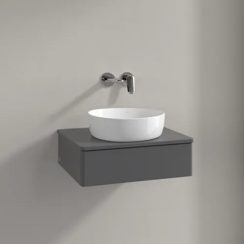 VILLEROY BOCH Toaletní skříňka Antao, 1 zásuvka, 600 x 190 x 500 mm, přední strana bez konstrukce, antracit matný lak / antracit matný lak #K07010GK, obrázek 2