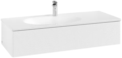 VILLEROY BOCH Toaletní skříňka Antao, 1 zásuvka, 1188 x 256 x 493 mm, texturovaná přední část, bílý matný lak #K03100MT