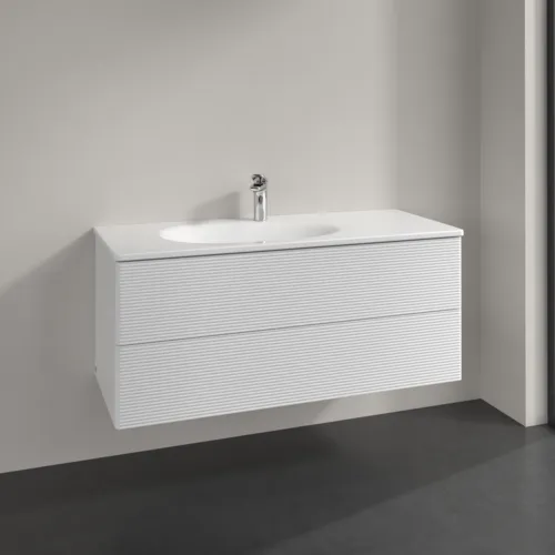 VILLEROY BOCH Toaletní skříňka Antao, 2 výsuvy, 1188 x 504 x 492 mm, strukturovaná přední strana, lesklý bílý lak #K06100GF, obrázek 2