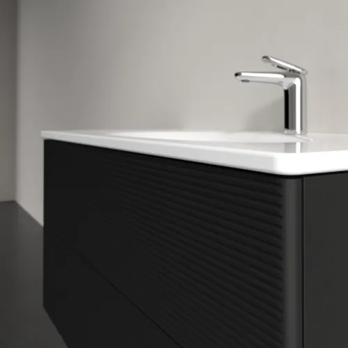 VILLEROY BOCH Toaletní skříňka Antao, 2 výsuvy, 988 x 504 x 496 mm, texturovaná přední strana, černý matný lak #K05100PD, obrázek 5