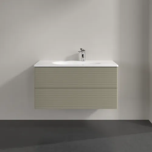 VILLEROY BOCH Toaletní skříňka Antao, 2 výsuvy, 988 x 504 x 496 mm, strukturovaná přední strana, matný lak Stone Grey #K05100HK, obrázek 3