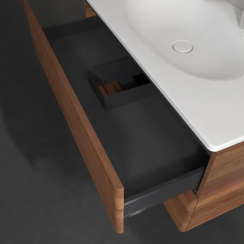VILLEROY BOCH Toaletní skříňka Antao, 2 výsuvy, 988 x 504 x 496 mm, texturovaná přední část, teplý ořech #K05100HM, obrázek 7
