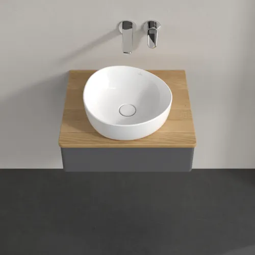 VILLEROY BOCH Toaletní skříňka Antao, 1 zásuvka, 600 x 190 x 500 mm, přední strana bez konstrukce, antracitový matný lak / medový dub #K07011GK, obrázek 4