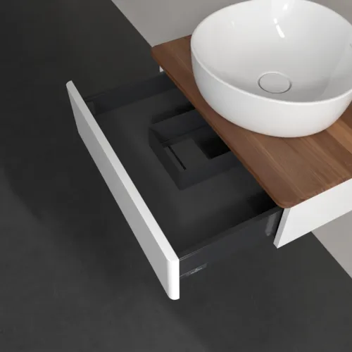 VILLEROY BOCH Toaletní skříňka Antao, 1 zásuvka, 600 x 190 x 500 mm, přední strana bez konstrukce, bílý matný lak / teplý ořech #K07012MT, obrázek 5