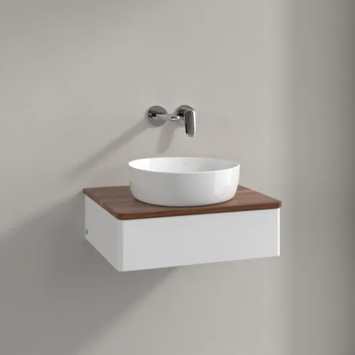 VILLEROY BOCH Toaletní skříňka Antao, 1 zásuvka, 600 x 190 x 500 mm, přední strana bez konstrukce, bílý matný lak / teplý ořech #K07012MT, obrázek 2
