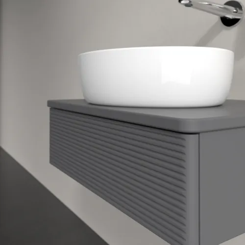 VILLEROY BOCH Toaletní skříňka Antao, 1 zásuvka, 600 x 190 x 500 mm, texturovaná přední část, antracitový matný lak / antracitový matný lak #K07110GK, obrázek 5