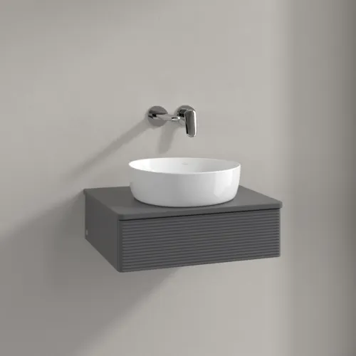 VILLEROY BOCH Toaletní skříňka Antao, 1 zásuvka, 600 x 190 x 500 mm, texturovaná přední část, antracitový matný lak / antracitový matný lak #K07110GK, obrázek 2
