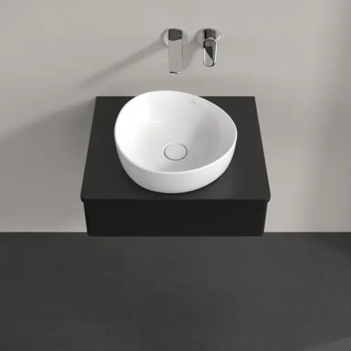 VILLEROY BOCH Toaletní skříňka Antao, 1 zásuvka, 600 x 190 x 500 mm, přední strana s konstrukcí, černý matný lak / černý matný lak #K07110PD, obrázek 4
