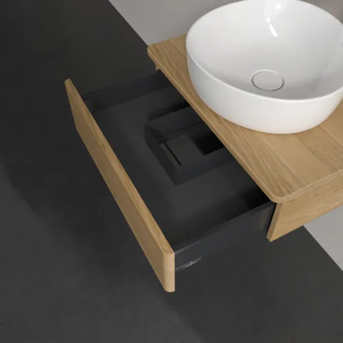 VILLEROY BOCH Toaletní stolek Antao, 1 zásuvka, 600 x 190 x 500 mm, přední strana bez konstrukce, medový dub / medový dub #K07051HN, obrázek 6