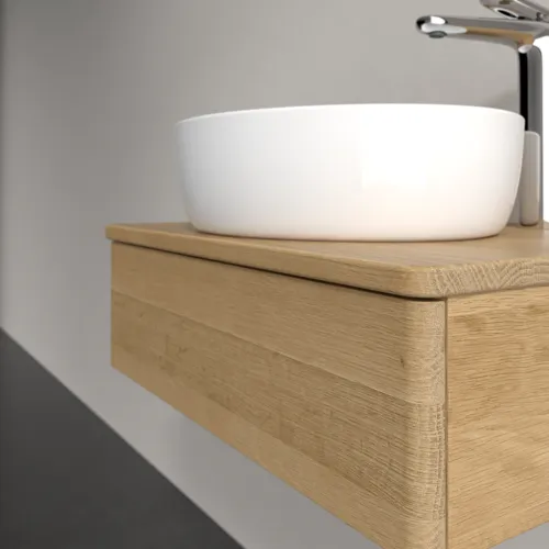 VILLEROY BOCH Toaletní stolek Antao, 1 zásuvka, 600 x 190 x 500 mm, přední strana bez konstrukce, medový dub / medový dub #K07051HN, obrázek 5