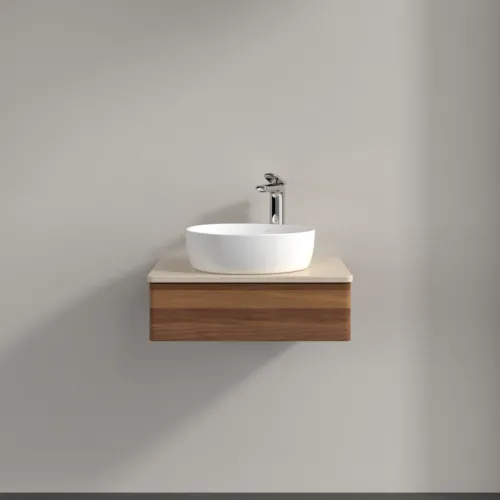 VILLEROY BOCH Toaletní skříňka Antao, 1 zásuvka, 600 x 190 x 500 mm, přední strana bez konstrukce, teplý ořech / Botticino #K07053HM, obrázek 3