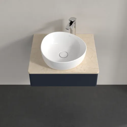 VILLEROY BOCH Toaletní skříňka Antao, 1 zásuvka, 600 x 190 x 500 mm, přední strana bez konstrukce, Midnight Blue Matt Lacquer / Botticino #K07053HG, obrázek 4