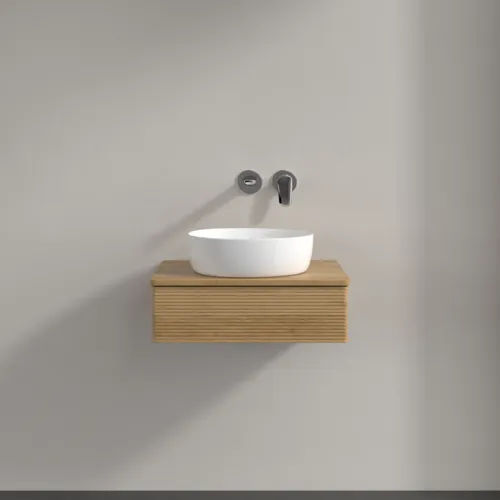 VILLEROY BOCH Toaletní stolek Antao, 1 zásuvka, 600 x 190 x 500 mm, přední strana s konstrukcí, medový dub / medový dub #K07111HN, obrázek 3