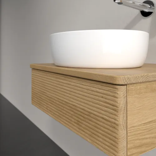 VILLEROY BOCH Toaletní stolek Antao, 1 zásuvka, 600 x 190 x 500 mm, přední strana s konstrukcí, medový dub / medový dub #K07111HN, obrázek 5