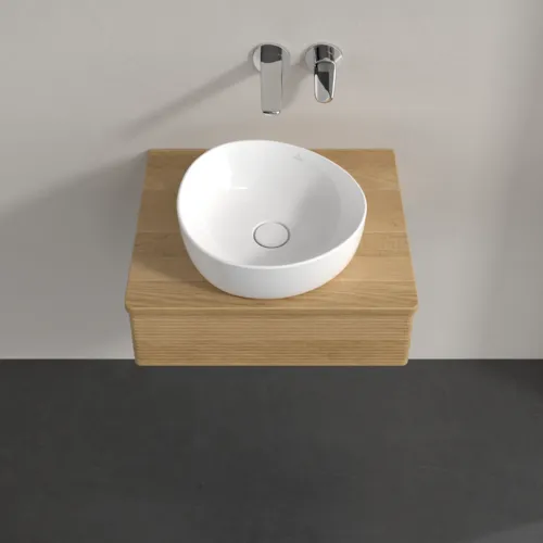 VILLEROY BOCH Toaletní stolek Antao, 1 zásuvka, 600 x 190 x 500 mm, přední strana s konstrukcí, medový dub / medový dub #K07111HN, obrázek 4