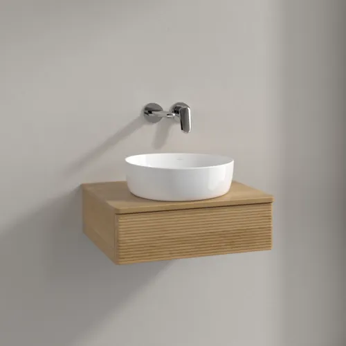VILLEROY BOCH Toaletní stolek Antao, 1 zásuvka, 600 x 190 x 500 mm, přední strana s konstrukcí, medový dub / medový dub #K07111HN, obrázek 2