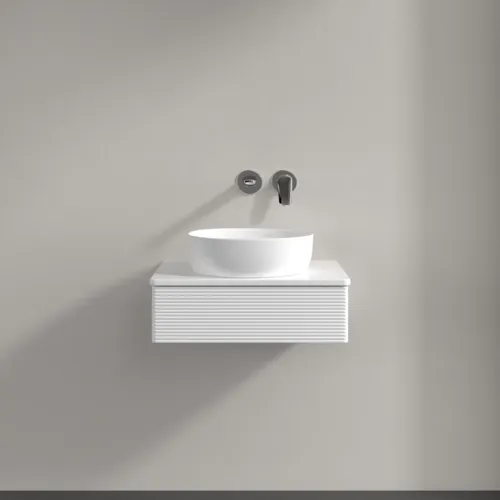 VILLEROY BOCH Toaletní skříňka Antao, 1 zásuvka, 600 x 190 x 500 mm, texturovaná přední část, bílý matný lak / bílý matný lak #K07110MT, obrázek 3
