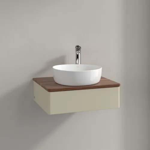 VILLEROY BOCH Toaletní skříňka Antao, 1 zásuvka, 600 x 190 x 500 mm, přední strana bez konstrukce, hedvábně šedý matný lak / teplý ořech #K07052HJ, obrázek 2