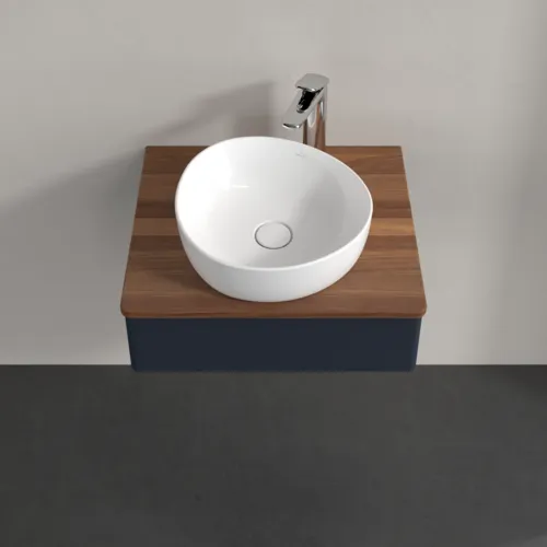 VILLEROY BOCH Toaletní skříňka Antao, 1 zásuvka, 600 x 190 x 500 mm, přední strana bez konstrukce, matný lak Midnight Blue / teplý ořech #K07052HG, obrázek 4