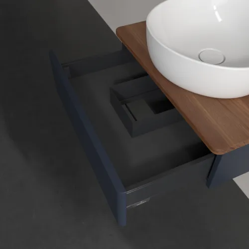 VILLEROY BOCH Toaletní skříňka Antao, 1 zásuvka, 600 x 190 x 500 mm, přední strana bez konstrukce, matný lak Midnight Blue / teplý ořech #K07052HG, obrázek 7