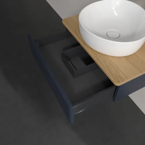 VILLEROY BOCH Toaletní skříňka Antao, 1 zásuvka, 600 x 190 x 500 mm, přední strana bez konstrukce, Midnight Blue Matt Lacquer / Honey Oak #K07051HG, obrázek 6