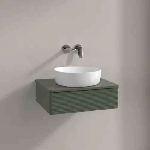 VILLEROY BOCH Toaletní skříňka Antao, 1 zásuvka, 600 x 190 x 500 mm, texturovaná přední část, listově zelený matný lak / listově zelený matný lak #K07110HL, obrázek 2