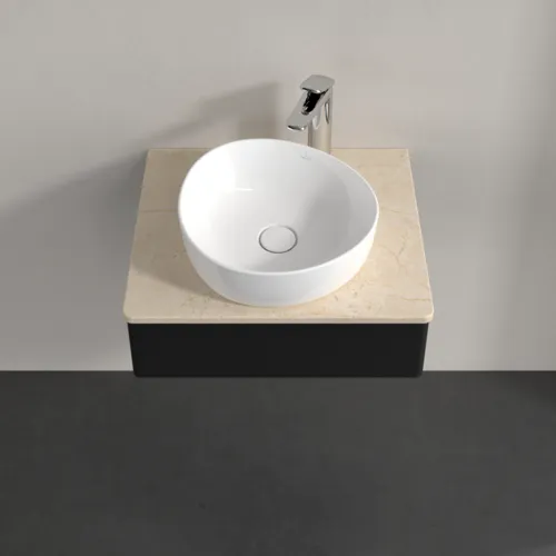 VILLEROY BOCH Toaletní skříňka Antao, 1 zásuvka, 600 x 190 x 500 mm, přední strana bez konstrukce, černý matný lak / Botticino #K07053PD, obrázek 4