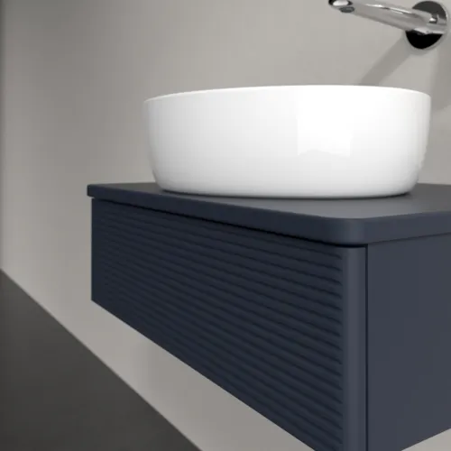 VILLEROY BOCH Toaletní skříňka Antao, 1 zásuvka, 600 x 190 x 500 mm, texturovaná přední část, Midnight Blue Matt Lacquer / Midnight Blue Matt Lacquer #K07110HG, obrázek 5