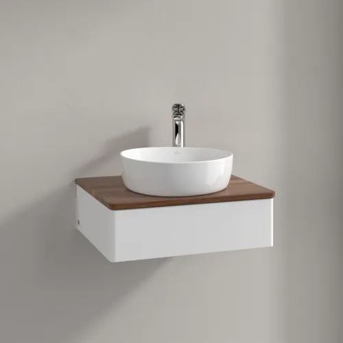 VILLEROY BOCH Toaletní skříňka Antao, 1 zásuvka, 600 x 190 x 500 mm, přední strana bez konstrukce, bílý matný lak / teplý ořech #K07052MT, obrázek 2