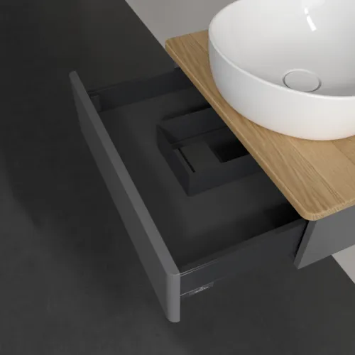 VILLEROY BOCH Toaletní skříňka Antao, 1 zásuvka, 600 x 190 x 500 mm, přední strana bez konstrukce, antracitový matný lak / medový dub #K07051GK, obrázek 7