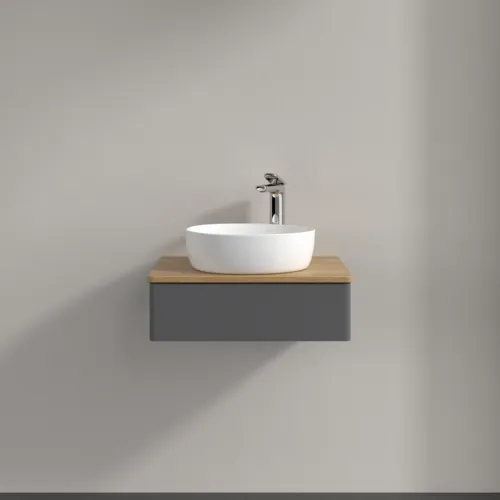 VILLEROY BOCH Toaletní skříňka Antao, 1 zásuvka, 600 x 190 x 500 mm, přední strana bez konstrukce, antracitový matný lak / medový dub #K07051GK, obrázek 3