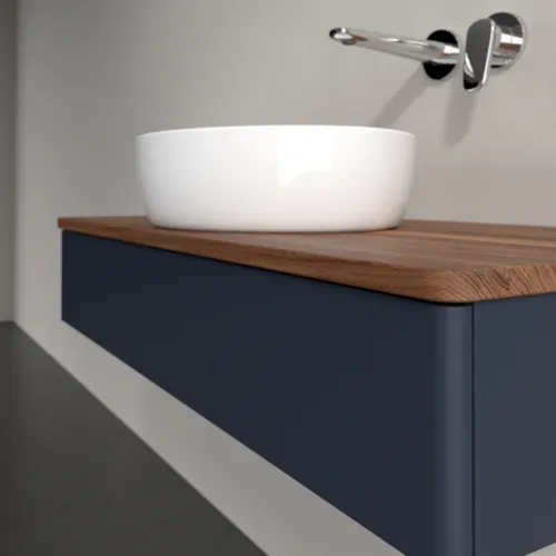VILLEROY BOCH Toaletní skříňka Antao, 1 zásuvka, 1000 x 190 x 500 mm, přední strana bez konstrukce, půlnočně modrý matný lak / teplý ořech #K09012HG, obrázek 5