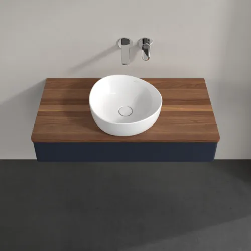 VILLEROY BOCH Toaletní skříňka Antao, 1 zásuvka, 1000 x 190 x 500 mm, přední strana bez konstrukce, půlnočně modrý matný lak / teplý ořech #K09012HG, obrázek 4