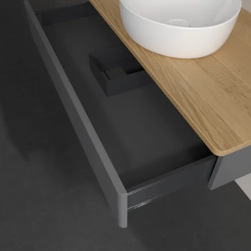 VILLEROY BOCH Toaletní skříňka Antao, 1 zásuvka, 1000 x 190 x 500 mm, přední strana bez konstrukce, antracitový matný lak / medový dub #K09011GK, obrázek 7