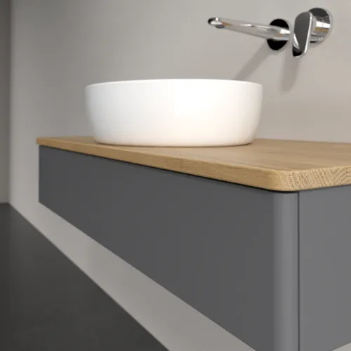 VILLEROY BOCH Toaletní skříňka Antao, 1 zásuvka, 1000 x 190 x 500 mm, přední strana bez konstrukce, antracitový matný lak / medový dub #K09011GK, obrázek 5