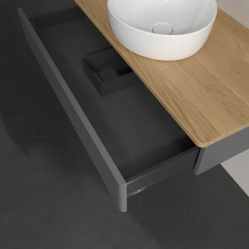 VILLEROY BOCH Toaletní skříňka Antao, 1 zásuvka, 1000 x 190 x 500 mm, přední strana bez konstrukce, antracitový matný lak / medový dub #K09011GK, obrázek 6