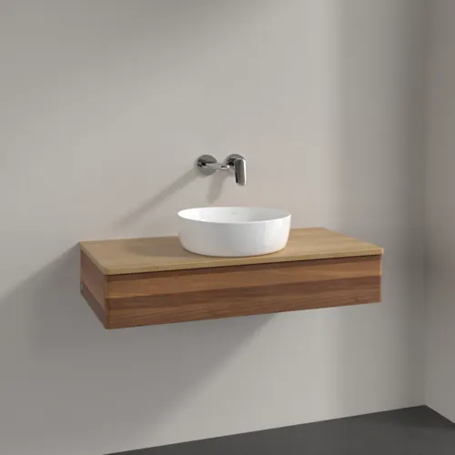 VILLEROY BOCH Toaletní skříňka Antao, 1 zásuvka, 1000 x 190 x 500 mm, přední strana bez konstrukce, teplý ořech / medový dub #K09011HM, obrázek 2
