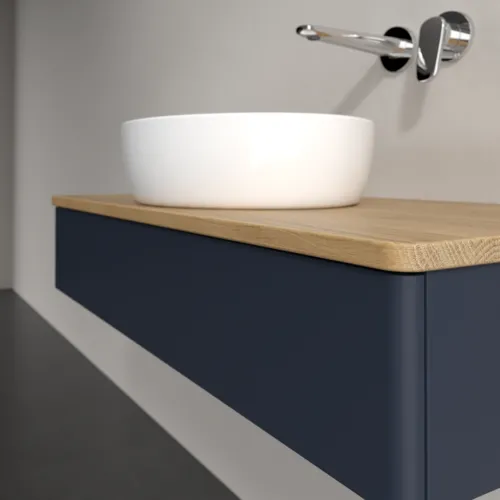 VILLEROY BOCH Toaletní skříňka Antao, 1 zásuvka, 1000 x 190 x 500 mm, přední strana bez konstrukce, Midnight Blue Matt Lacquer / Honey Oak #K09011HG, obrázek 5