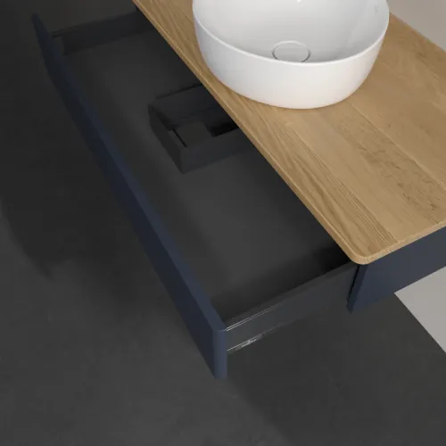 VILLEROY BOCH Toaletní skříňka Antao, 1 zásuvka, 1000 x 190 x 500 mm, přední strana bez konstrukce, Midnight Blue Matt Lacquer / Honey Oak #K09011HG, obrázek 6