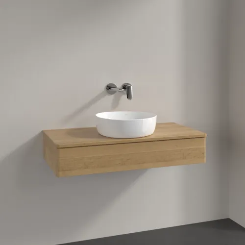 VILLEROY BOCH Toaletní stolek Antao, 1 zásuvka, 1000 x 190 x 500 mm, přední strana bez konstrukce, medový dub / medový dub #K09011HN, obrázek 2