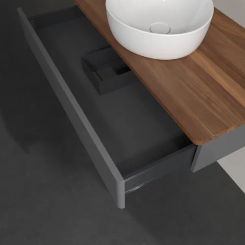 VILLEROY BOCH Toaletní skříňka Antao, 1 zásuvka, 1000 x 190 x 500 mm, přední strana bez konstrukce, antracit matný lak / teplý ořech #K09012GK, obrázek 6
