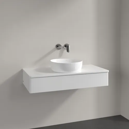 VILLEROY BOCH Toaletní skříňka Antao, 1 zásuvka, 1000 x 190 x 500 mm, přední strana bez konstrukce, lesklý bílý lak / lesklý bílý lak #K09010GF, obrázek 2