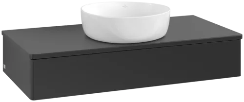 VILLEROY BOCH Toaletní skříňka Antao, 1 zásuvka, 1000 x 190 x 500 mm, přední strana bez konstrukce, černý matný lak / černý matný lak #K09010PD