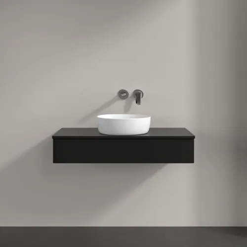 VILLEROY BOCH Toaletní skříňka Antao, 1 zásuvka, 1000 x 190 x 500 mm, přední strana bez konstrukce, černý matný lak / černý matný lak #K09010PD, obrázek 3