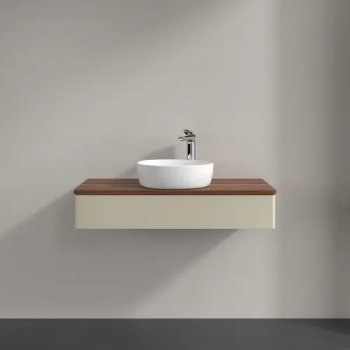 VILLEROY BOCH Toaletní skříňka Antao, 1 zásuvka, 1000 x 190 x 500 mm, přední strana bez konstrukce, hedvábně šedý matný lak / teplý ořech #K09052HJ, obrázek 3