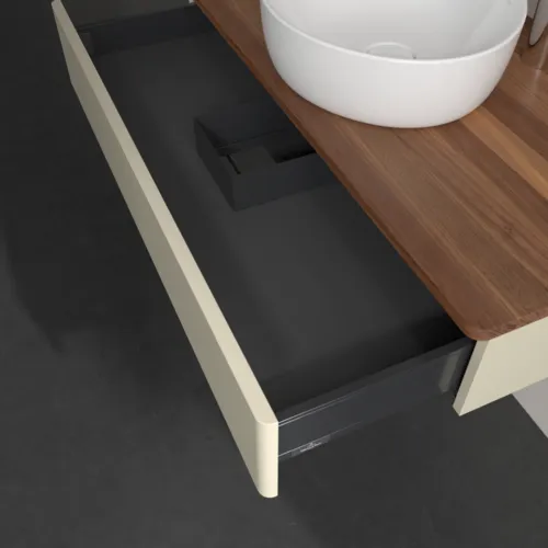 VILLEROY BOCH Toaletní skříňka Antao, 1 zásuvka, 1000 x 190 x 500 mm, přední strana bez konstrukce, hedvábně šedý matný lak / teplý ořech #K09052HJ, obrázek 7